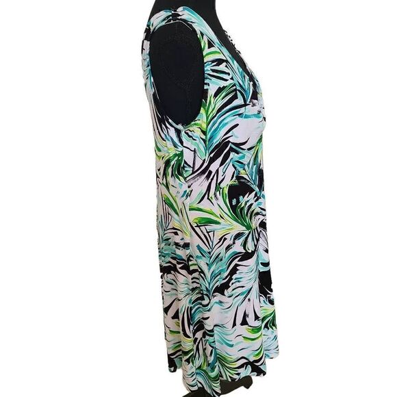 Harper 241 Womens Palm Frond Print Sleeveless Dress Large - Picture 3 of 10